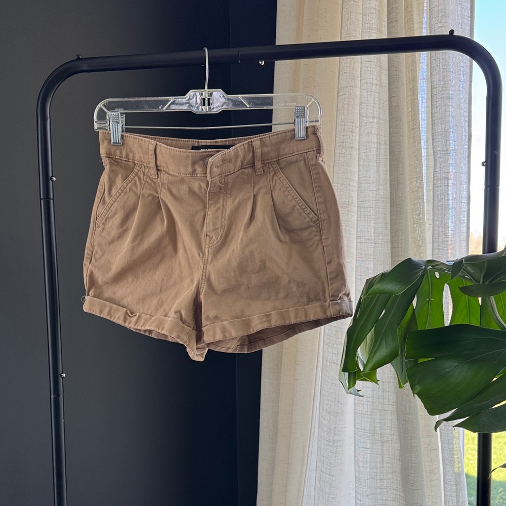 Express High-Waist Mom Chino Shorts - Tan sz 2